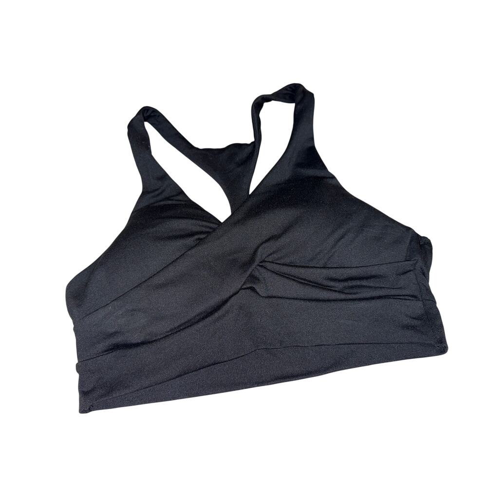 Bombshell Sportswear Black Bra Cross front with T strap back Size Large